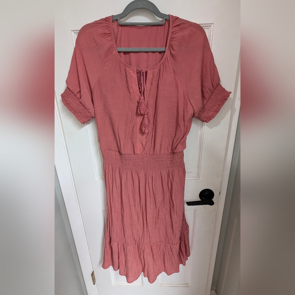 Coral Short Sleeve Dress